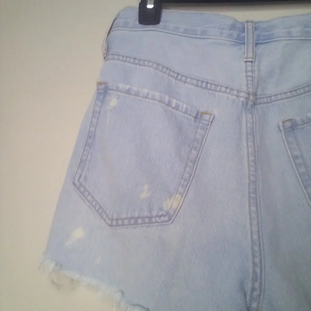 Aeropostale Shorts 6 Women High Rise Cut-Off Button Fly Distressed Raw Hem Blue